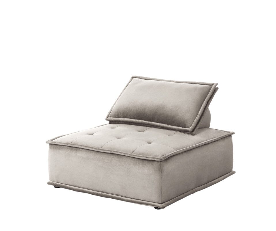 Anna Light Gray Velvet Set of 2 Armless Lounge Chair
