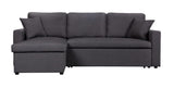 Paisley Dark Gray Linen Fabric Reversible Sleeper Sectional Sofa with Storage Chaise
