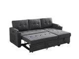 Mabel Dark Gray Woven Fabric Sleeper Sectional with cupholder, USB charging port and pocket