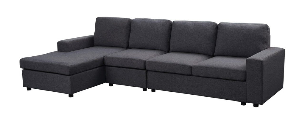 Bailey Sofa with Reversible Chaise in Dark Gray Linen