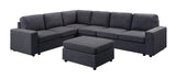 Casey Modular Sectional Sofa with Ottoman in Dark Gray Linen