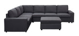 Casey Modular Sectional Sofa with Ottoman in Dark Gray Linen