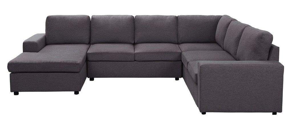 Warren Sectional Sofa with Reversible Chaise in Dark Gray Linen