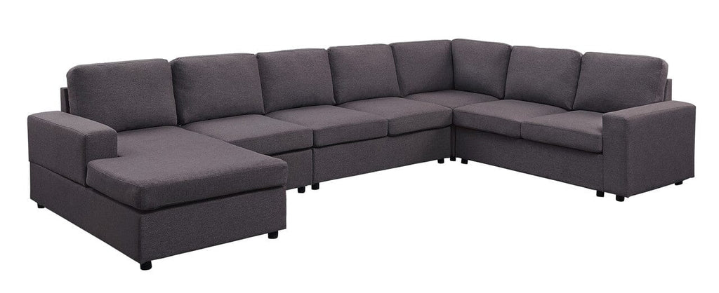 Tifton Modular Sectional Sofa with Reversible Chaise in Dark Gray Linen