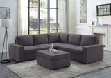 Decker Sectional Sofa with Ottoman in Dark Gray Linen