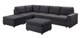 Marley Modular Sectional Sofa with Ottoman in Dark Gray Linen