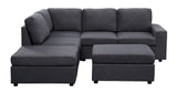 Skye Modular Sectional Sofa with Ottoman in Dark Gray Linen