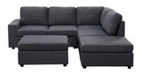 Skye Modular Sectional Sofa with Ottoman in Dark Gray Linen