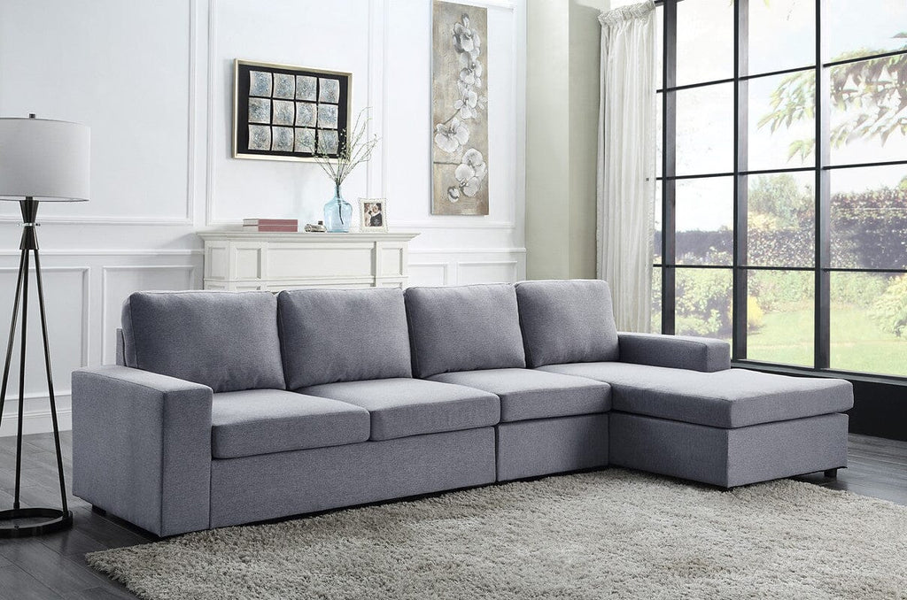 Dunlin Light Gray Linen Reversible Modular Sectional Sofa Chaise
