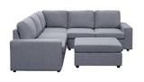 Decker Light Gray Linen 6 Seat Reversible Modular Sectional Sofa