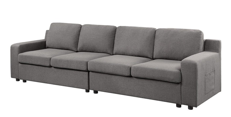 Waylon Gray Linen 4-Seater Sofa with Pockets