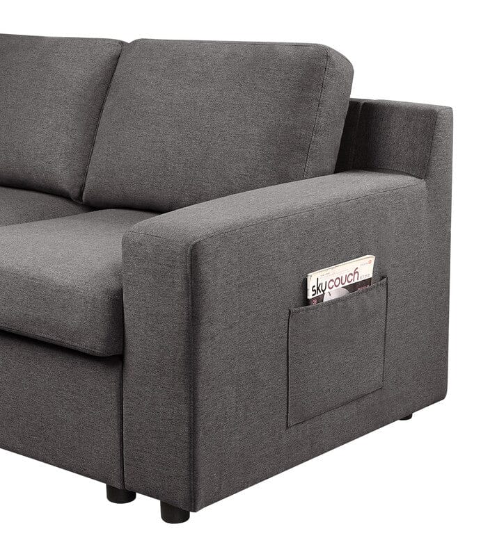 Waylon Gray Linen 7-Seater U-Shape Sectional Sofa Chaise with Pocket