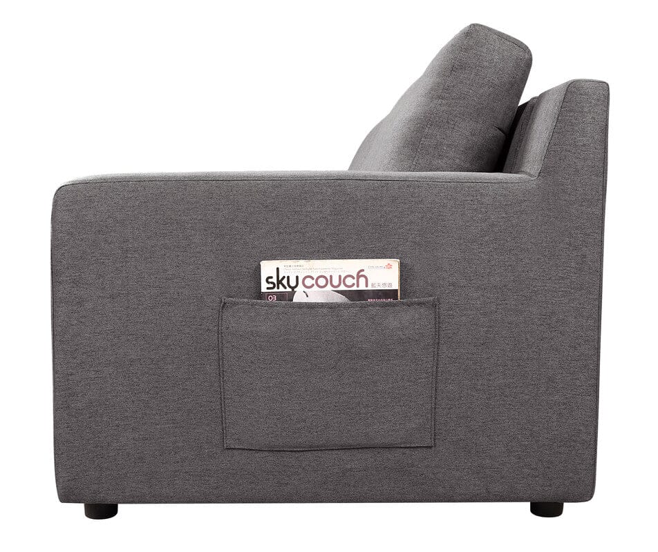Waylon Gray Linen 6-Seater L-Shape Sectional Sofa with Storage Ottoman and Pockets