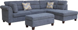 Diego Gray Fabric Sectional Sofa with Right Facing Chaise, Storage Ottoman, and 2 Accent Pillows