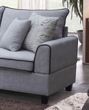 Harmony Light Gray Fabric Sectional Sofa with Left-Facing Chaise and Storage Ottoman