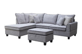 Harmony Light Gray Fabric Sectional Sofa with Left-Facing Chaise and Storage Ottoman