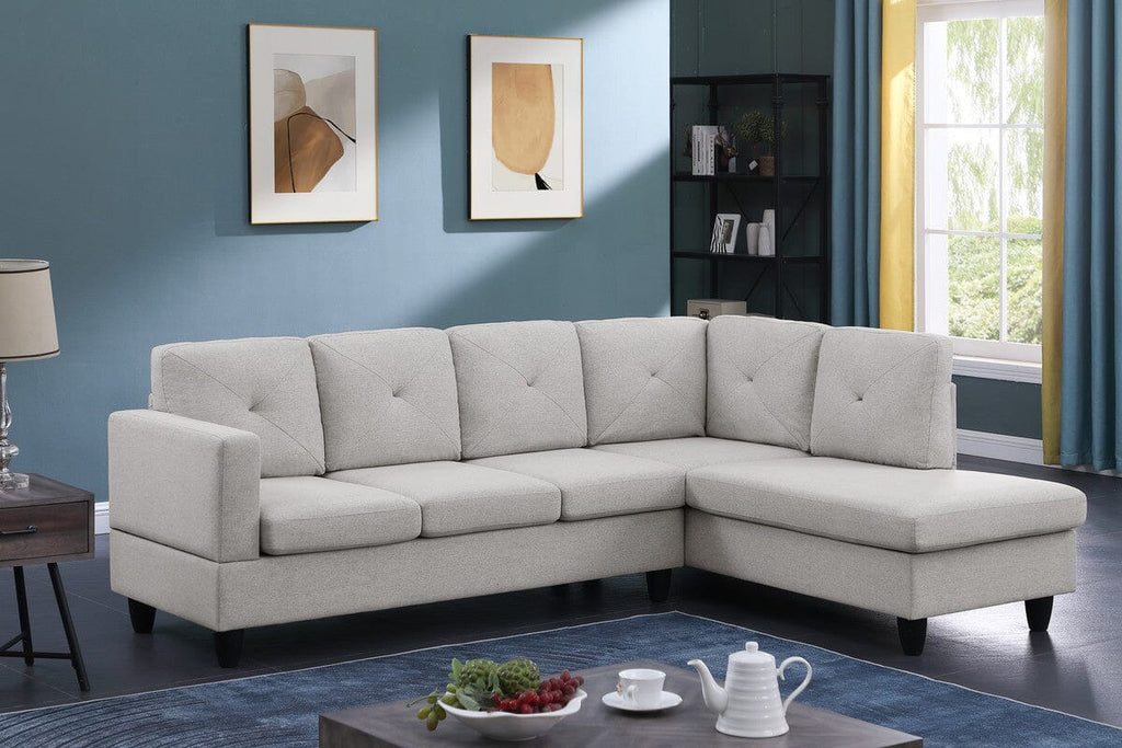Santiago Light Gray Linen Sectional Sofa with Right Facing Chaise