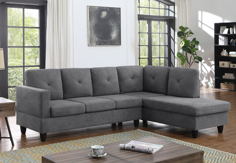Ivan Dark Gray Woven Sectional Sofa with Right Facing Chaise