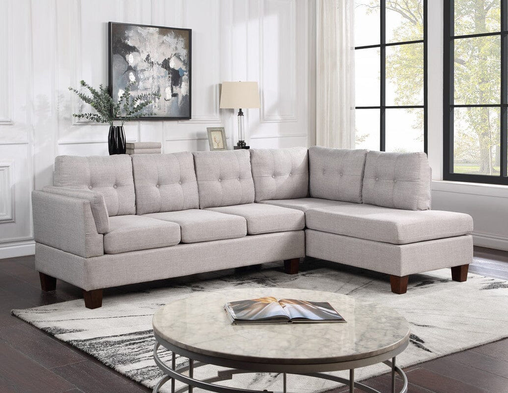 Dalia Light Gray Linen Modern Sectional Sofa with Right Facing Chaise