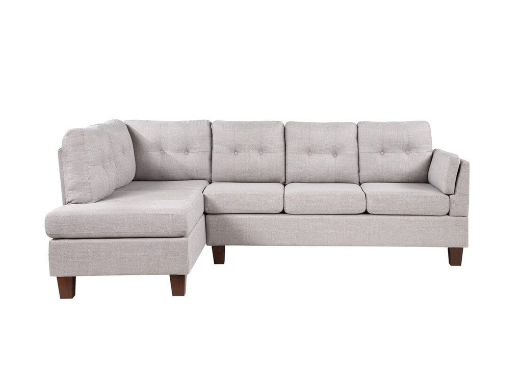 Dalia Light Gray Linen Modern Sectional Sofa with Left Facing Chaise