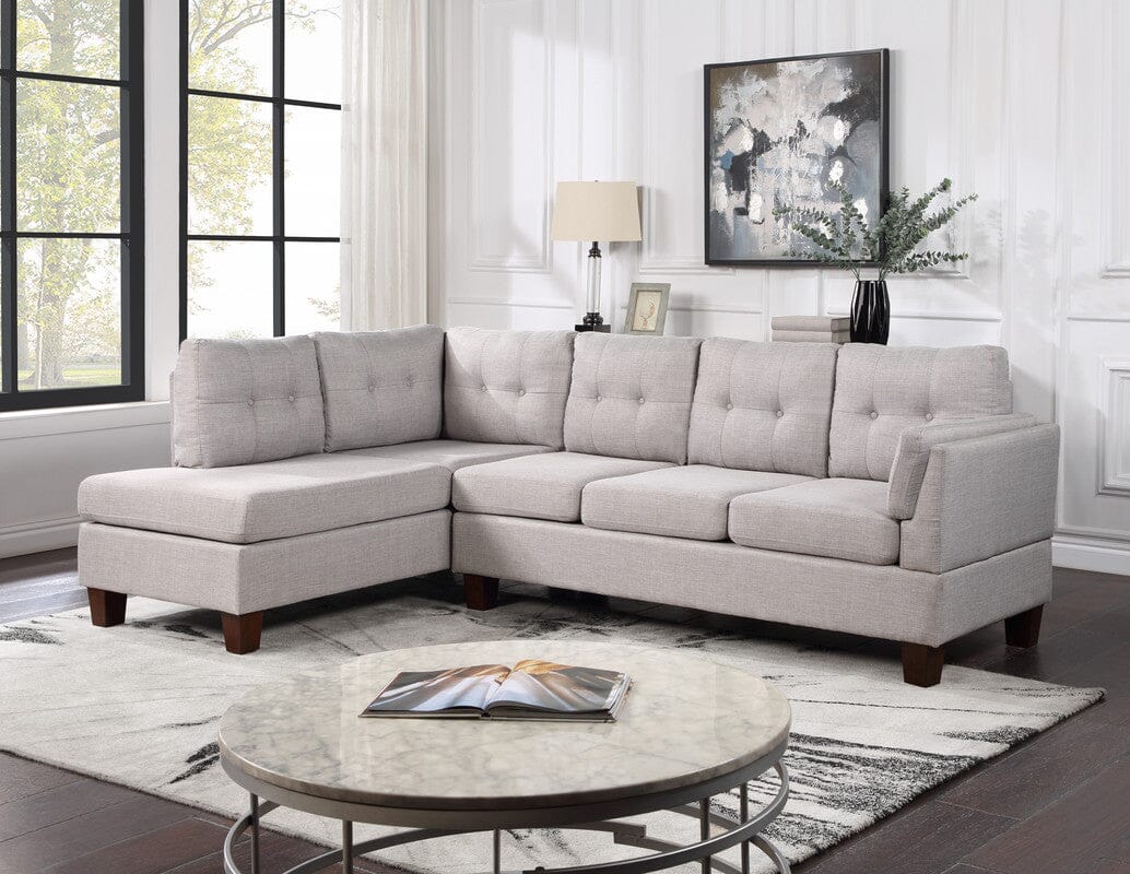 Dalia Light Gray Linen Modern Sectional Sofa with Left Facing Chaise ...