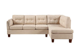 Dalia Khaki Linen Modern Sectional Sofa with Right Facing Chaise