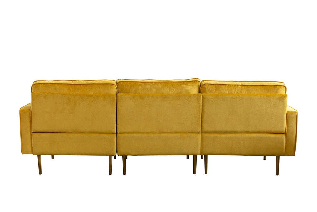 Theo Yellow Velvet Sofa Loveseat Living Room Set with Pillows