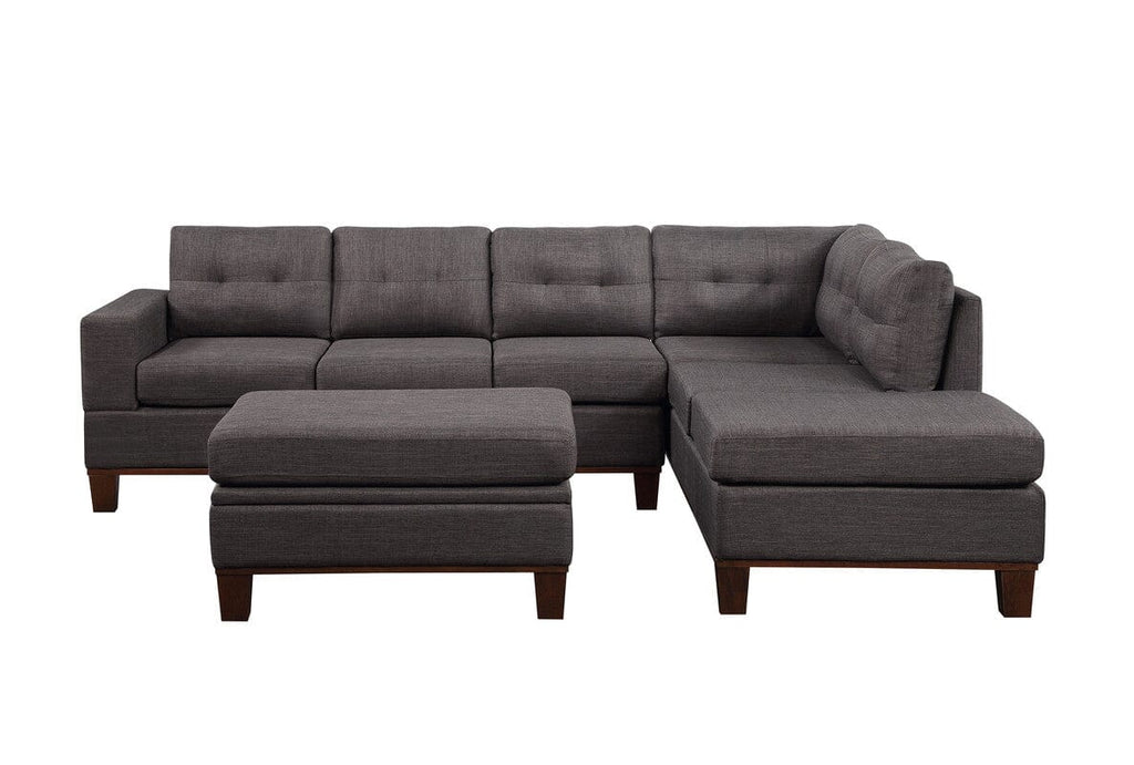 Hilo Dark Gray Fabric Reversible Sectional Sofa with Dropdown