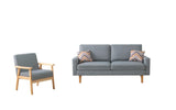 Bahamas Gray Linen Sofa and Chair Set with 2 Throw Pillows