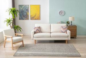 Bahamas Beige Linen Sofa and Chair Set with 2 Throw Pillows