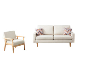 Bahamas Beige Linen Sofa and Chair Set with 2 Throw Pillows