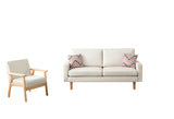 Bahamas Beige Linen Sofa and Chair Set with 2 Throw Pillows