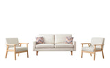 Bahamas Beige Linen Sofa and 2 Chairs with 2 Throw Pillows