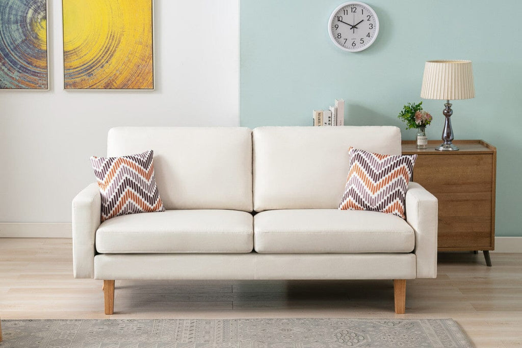 Bahamas Beige Linen Sofa with 2 Throw Pillows