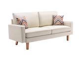 Bahamas Beige Linen Sofa and 2 Chairs with 2 Throw Pillows