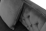 Ryan Dark Gray Velvet Double Chaise Sectional Sofa with Nail-Head Trim