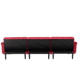 Piper Jujube Red Velvet Sofa Bed with Ottoman and 2 Accent Pillows