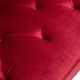 Piper Jujube Red Velvet Sofa Bed with Ottoman and 2 Accent Pillows