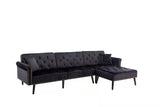 Piper Black Velvet Sofa Bed with Ottoman and 2 Accent Pillows
