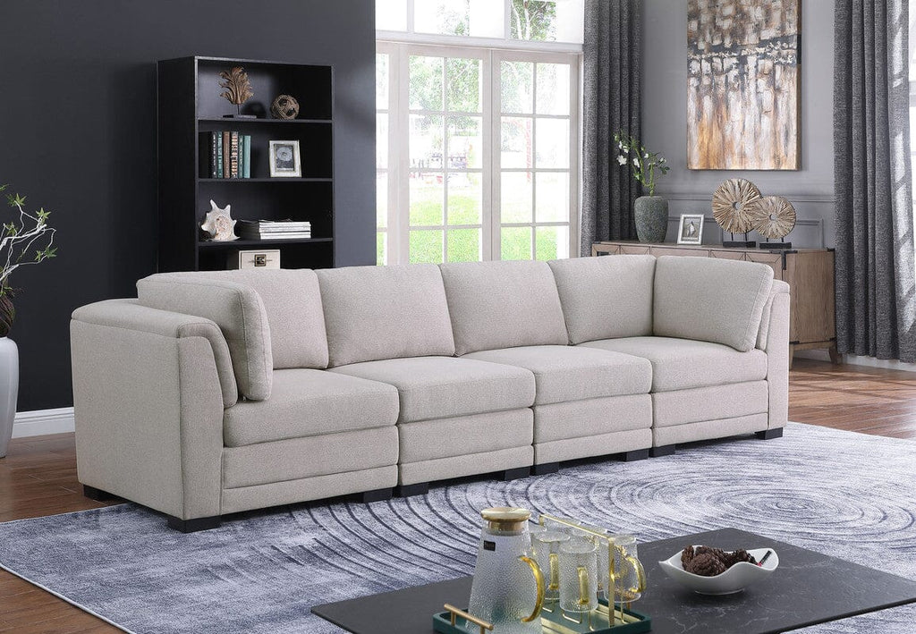 Kristin Light Gray Linen Fabric 4-Seater Modular Sofa