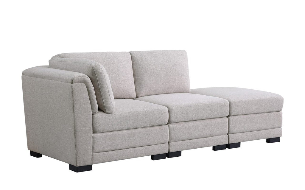 Kristin Light Gray Linen Fabric Reversible Sofa with Ottoman