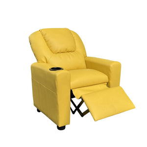Marisa Yellow PU Leather Kids Recliner Chair