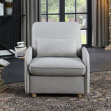 Huckleberry Light Gray Linen Accent Chair with Storage Ottoman and Folding Side Table