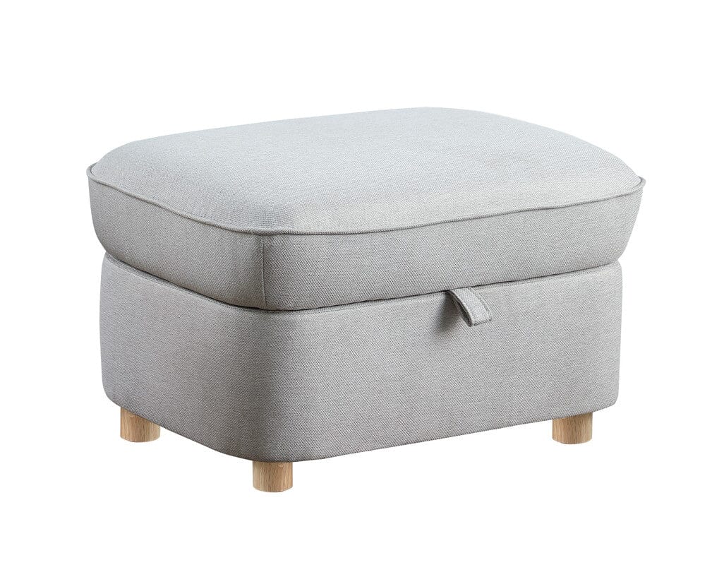 Huckleberry Light Gray Linen Accent Chair with Storage Ottoman and Folding Side Table