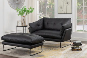 Karla Black PU Leather Contemporary Loveseat and Ottoman