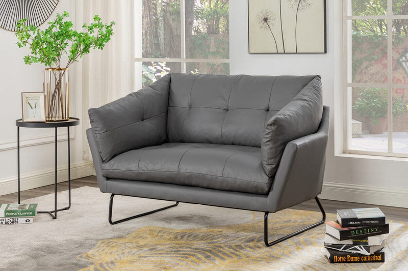 Karla Gray PU Leather Contemporary Loveseat