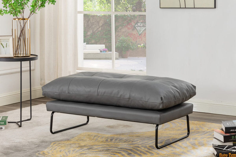 Karla Gray PU Leather Contemporary Ottoman