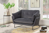 Karla Dark Gray Velvet Contemporary Loveseat and Ottoman