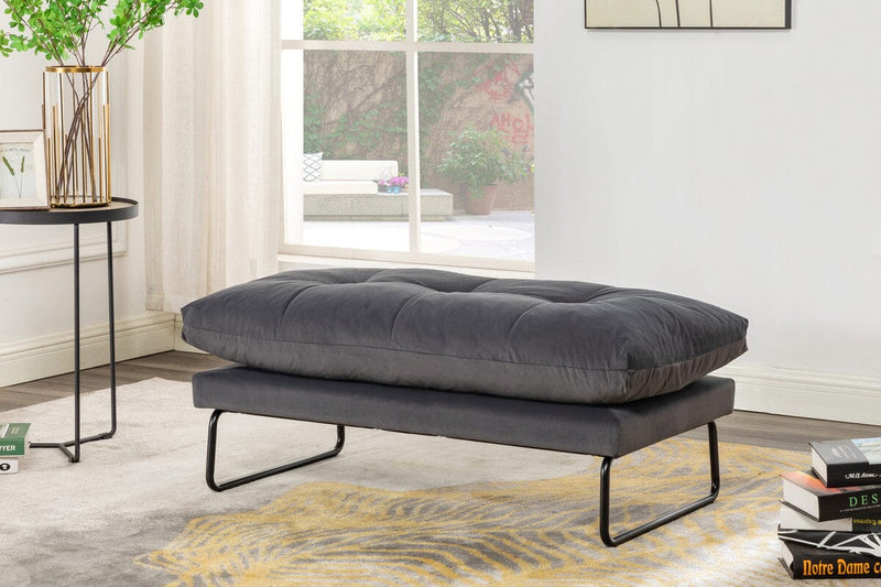 Karla Dark Gray Velvet Contemporary Ottoman