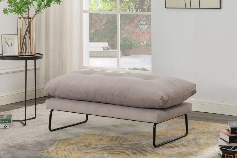 Karla Gray Velvet Contemporary Ottoman